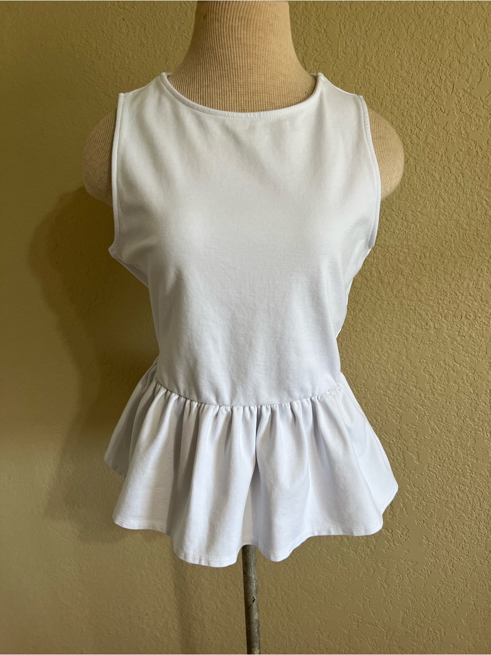 Express Ponte White Peplum Top- Top-Size Medium